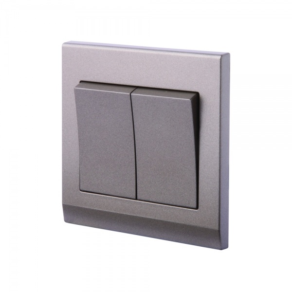 Simplicity Mechanical Light Switch 2 Gang Charcoal RetroTouch